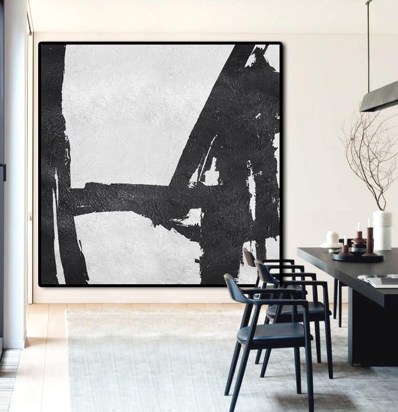 Minimal Black and White Painting #MN48A - Click Image to Close